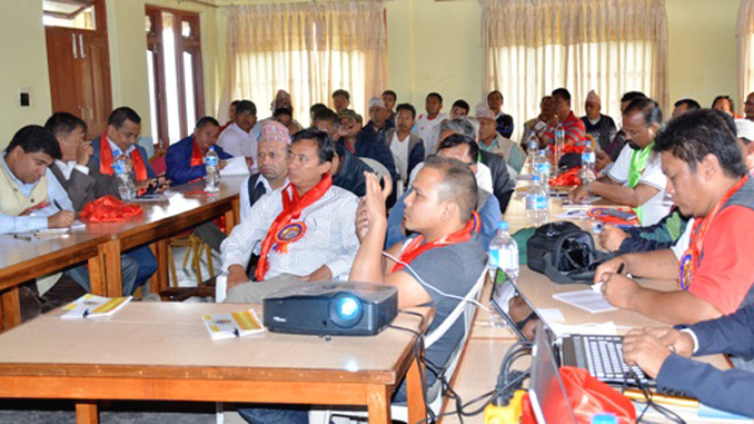 Participants of an interaction organized in Dhampus on Sunday. Picture: NRN